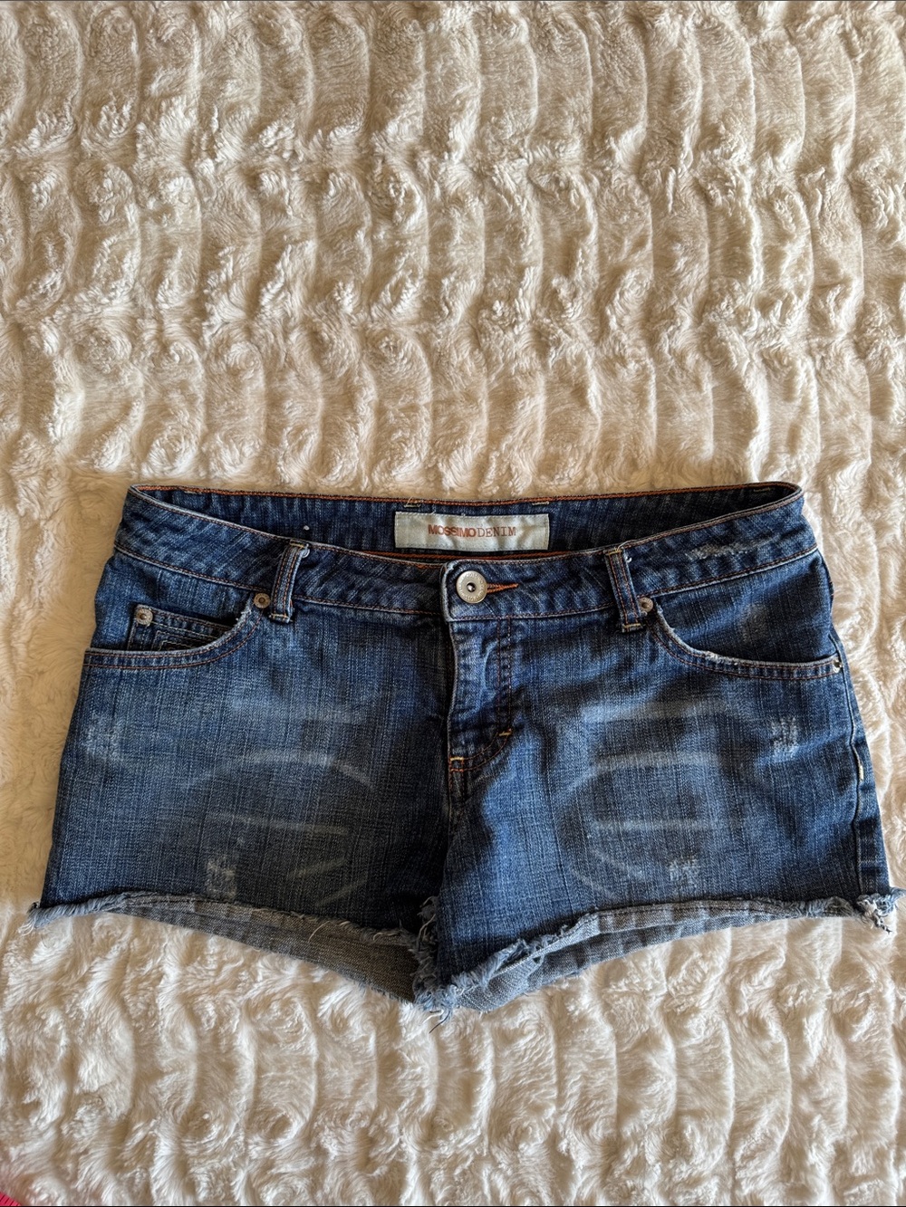 Distressed Dark Blue Denim Cutoff Shorts by Joe's Jeans